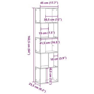 βιβλιοθήκη vidaXL 5-επίπεδη Μαύρο Δρύς 45x23,5x162,5cm Επεξεργασμένο ξύλο