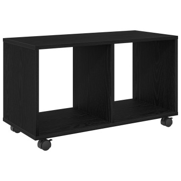 vidaXL Τραπέζι με Ρόδες Μαύρη Δρυς 72x33x42,5cm Κατασκευασμένη Ξυλεία 1 τεμ.
