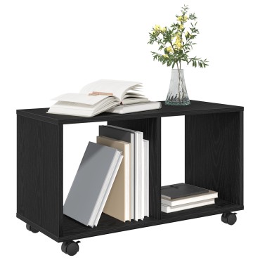 vidaXL Τραπέζι με Ρόδες Μαύρη Δρυς 72x33x42,5cm Κατασκευασμένη Ξυλεία 1 τεμ.