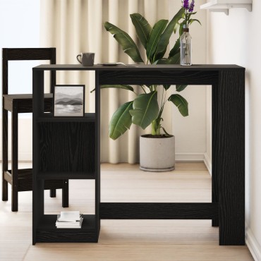 vidaXL Τραπέζι Μπαρ με Ράφι Μαύρη Δρυς 102,5x46x103,5cm Κατασκευασμένο Ξύλο 1 τεμ.