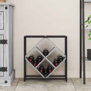 vidaXL Ράφι κρασιών Γκρι Σονομα 51x18x52,5cm Κατασκευασμένο ξύλο 1 τεμ.
