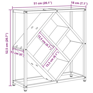 vidaXL Ράφι κρασιών από παλιό ξύλο 51x18x52,5cm Κατασκευασμένο από υλικό ξύλου 1 τεμ.