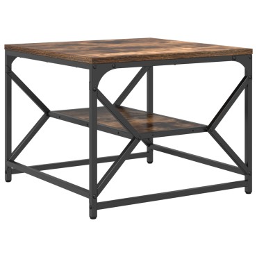 vidaXL Τραπέζι Καφέ με Ράφι από Καπνιστή Δρυ 51x50x40cm Φτιαγμένο από Ξύλο 1 τεμ.