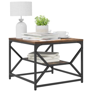 vidaXL Τραπέζι Καφέ με Ράφι από Καπνιστή Δρυ 51x50x40cm Φτιαγμένο από Ξύλο 1 τεμ.