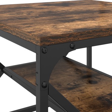 vidaXL Τραπέζι Καφέ με Ράφι από Καπνιστή Δρυ 51x50x40cm Φτιαγμένο από Ξύλο 1 τεμ.