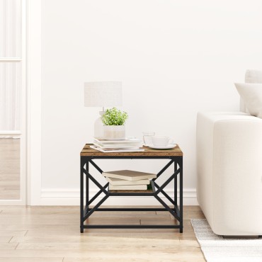 vidaXL Καφέ Τραπεζάκι με Ράφι από Παλιό Ξύλο 51x50x40cm