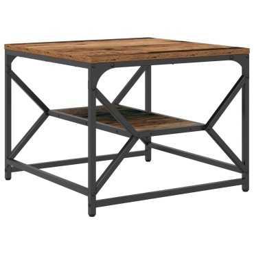 vidaXL Καφέ Τραπεζάκι με Ράφι από Παλιό Ξύλο 51x50x40cm
