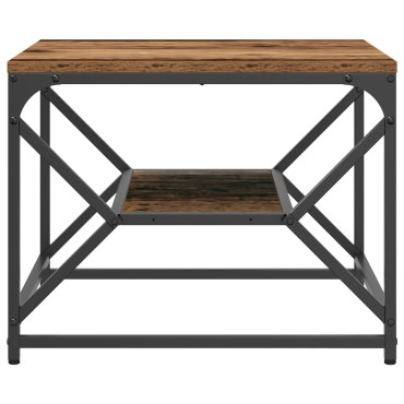 vidaXL Καφέ Τραπεζάκι με Ράφι από Παλιό Ξύλο 51x50x40cm