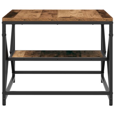 vidaXL Καφέ Τραπεζάκι με Ράφι από Παλιό Ξύλο 51x50x40cm