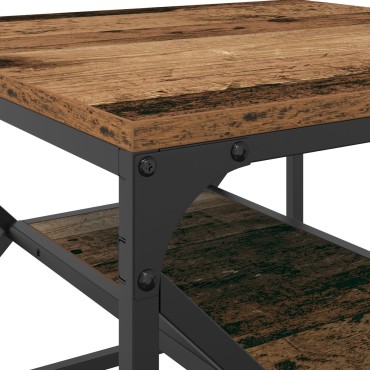 vidaXL Καφέ Τραπεζάκι με Ράφι από Παλιό Ξύλο 51x50x40cm