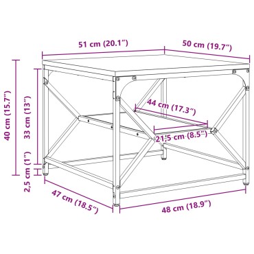 vidaXL Καφέ Τραπεζάκι με Ράφι από Παλιό Ξύλο 51x50x40cm