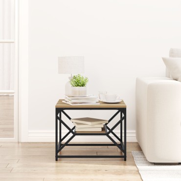 vidaXL Τραπέζι καφέ με ράφι από ξύλο 51x50x40cm Επεξεργασμένο ξύλο 1 τεμ.