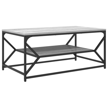 vidaXL Τραπέζι καφέ με ράφι Γκρι Σονομά 90x50x40cm Επεξεργασμένο ξύλο 1 τεμ.