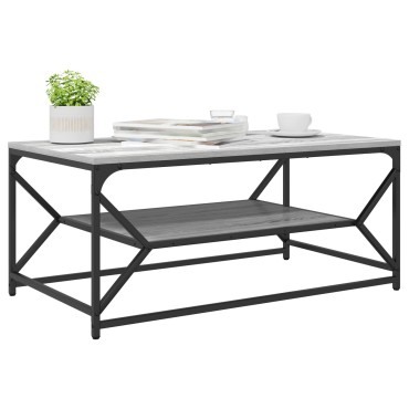 vidaXL Τραπέζι καφέ με ράφι Γκρι Σονομά 90x50x40cm Επεξεργασμένο ξύλο 1 τεμ.