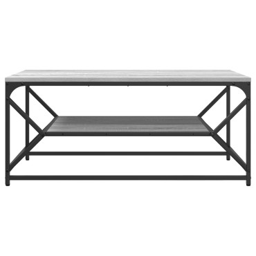 vidaXL Τραπέζι καφέ με ράφι Γκρι Σονομά 90x50x40cm Επεξεργασμένο ξύλο 1 τεμ.