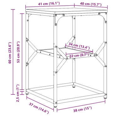vidaXL Τραπεζάκι Μαύρο Δρυς 41x40x60cm Κατασκευασμένο Ξύλο 1 τεμ.