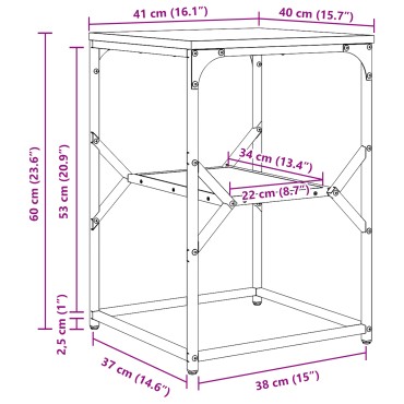 vidaXL Τραπεζάκι Μαύρο Δρυς 41x40x60cm Κατασκευασμένο Ξύλο 1 τεμ.