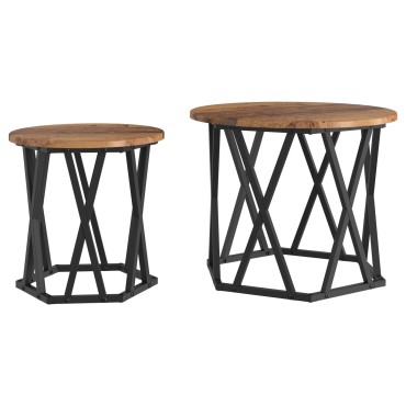 vidaXL Σετ Σκαμπό 2 τεμ. από Ανακυκλωμένο Ξύλο 50x50x40cm