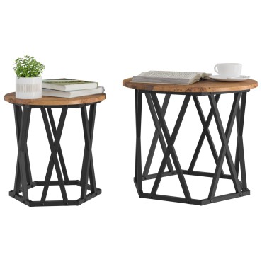 vidaXL Σετ Σκαμπό 2 τεμ. από Ανακυκλωμένο Ξύλο 50x50x40cm