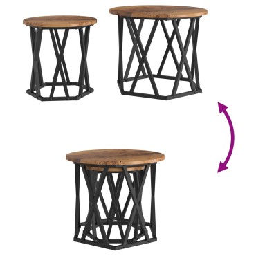 vidaXL Σετ Σκαμπό 2 τεμ. από Ανακυκλωμένο Ξύλο 50x50x40cm
