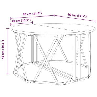 vidaXL Τραπεζάκι σαλονιού Μαύρη Οξυά 80x80x42cm 1 τεμ.