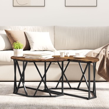 vidaXL Τραπεζάκι καφέ από Καπνιστή Δρυ, 80x80x42cm, Φτιαγμένο από ξύλο 1 τεμ.