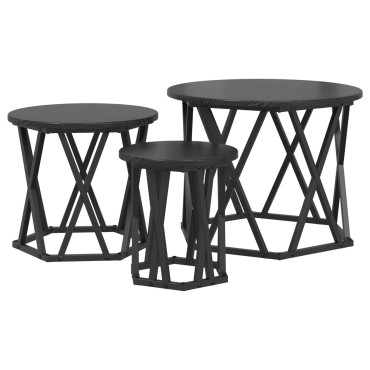 vidaXL Τραπεζάκια Σαλονιού Nesting 3 τεμ. Μαύρο Ξύλο 53x53x40cm