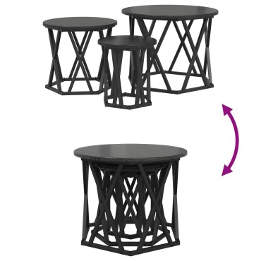 vidaXL Τραπεζάκια Σαλονιού Nesting 3 τεμ. Μαύρο Ξύλο 53x53x40cm