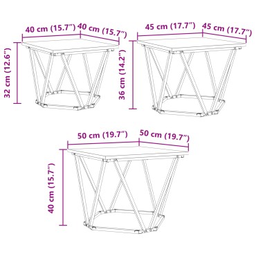 vidaXL Τραπεζάκια 3 τεμ. από Ξύλο Δρυός 40x40x32cm
