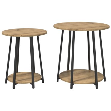 Σετ Τραπεζάκι Πλευράς vidaXL 2 τεμ. σε Artisan Oak με Engineered Wood και Μέταλλο
