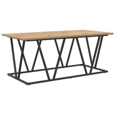 vidaXL Τραπεζάκι καφέ με ξύλο οξιάς 100x50x40cm από καλοδουλεμένο ξύλο και μέταλλο 1 τεμ.