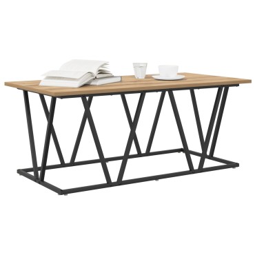 vidaXL Τραπεζάκι καφέ με ξύλο οξιάς 100x50x40cm από καλοδουλεμένο ξύλο και μέταλλο 1 τεμ.
