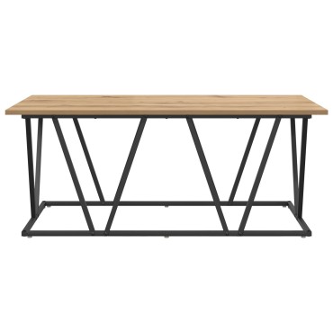 vidaXL Τραπεζάκι καφέ με ξύλο οξιάς 100x50x40cm από καλοδουλεμένο ξύλο και μέταλλο 1 τεμ.