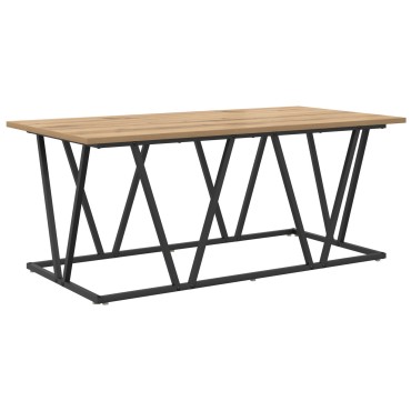vidaXL Τραπεζάκι καφέ με ξύλο οξιάς 100x50x40cm από καλοδουλεμένο ξύλο και μέταλλο 1 τεμ.