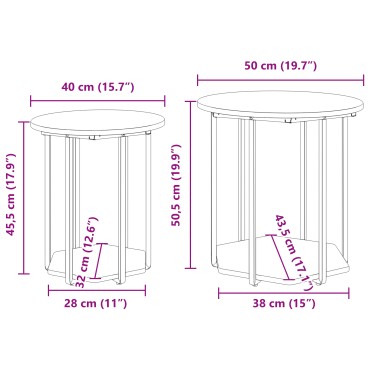 vidaXL Σετ βοηθητικά τραπεζάκια 2 τεμ. Γκρι 50x50x50,5cm