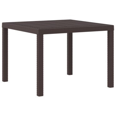 vidaXL Τραπέζι Κήπου Καφέ 100x100x73cm Πολυ Ράττανα 1 τεμ.