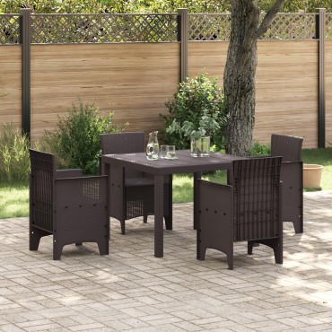 vidaXL Τραπέζι Κήπου Καφέ 100x100x73cm Πολυ Ράττανα 1 τεμ.