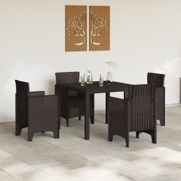 vidaXL Τραπέζι Κήπου Καφέ 100x100x73cm Πολυ Ράττανα 1 τεμ.