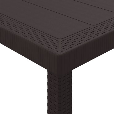 vidaXL Τραπέζι Κήπου Καφέ 100x100x73cm Πολυ Ράττανα 1 τεμ.