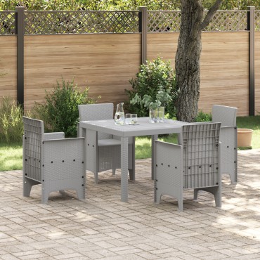 vidaXL Τραπέζι Κήπου Ανοιχτό Γκρι 100x100x73cm Πολυ Ράτταν 1 τεμ.
