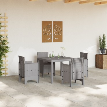 vidaXL Τραπέζι Κήπου Ανοιχτό Γκρι 100x100x73cm Πολυ Ράτταν 1 τεμ.