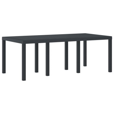 vidaXL Τραπέζι Κήπου Ανθρακί 200x100x73cm Πολυ Ράτταν 1 τεμ.