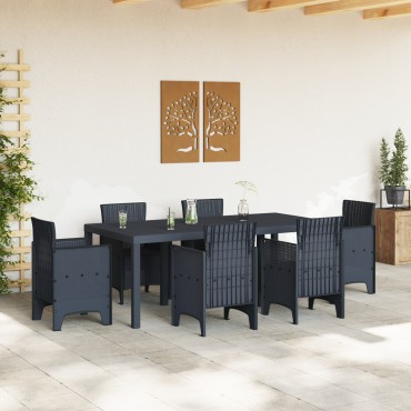 vidaXL Τραπέζι Κήπου Ανθρακί 200x100x73cm Πολυ Ράτταν 1 τεμ.