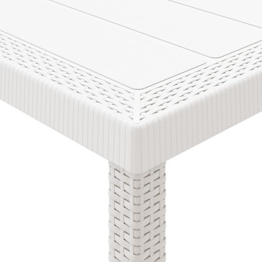 vidaXL Κήπος Τραπέζι Λευκό 200x100x73cm Πολυ Ράττον 1 τεμ.