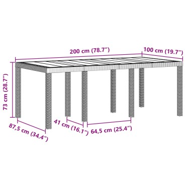 vidaXL Τραπεζάκι Κήπου Ανοιχτό Γκρι 200x100x73cm Πολλυ Ράτα 1 τεμ.