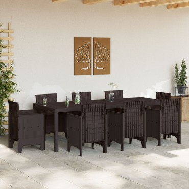 vidaXL Τραπέζι Κήπου Καφέ 250x100x73cm Πολυ Ράτταν 1 τεμ.