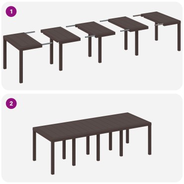 vidaXL Τραπέζι Κήπου Καφέ 250x100x73cm Πολυ Ράτταν 1 τεμ.
