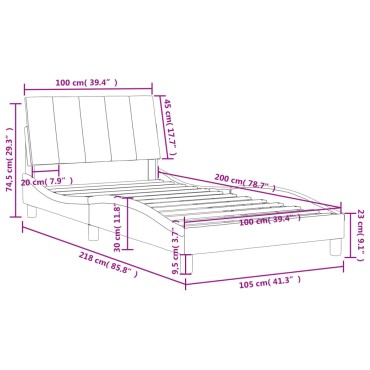 vidaXL Κρεβάτι με Στρώμα Ροζ 100x200 εκ. Βελούδινο
