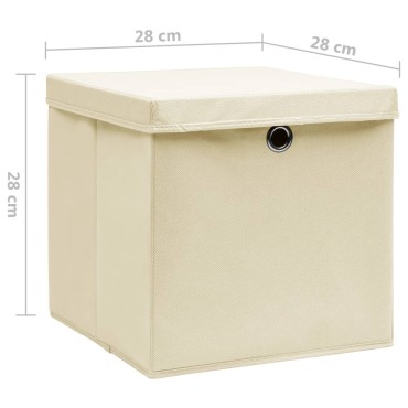 vidaXL Κουτιά Αποθήκευσης με Καπάκια 4 τεμ. Κρεμ 28 x 28 x 28 εκ.
