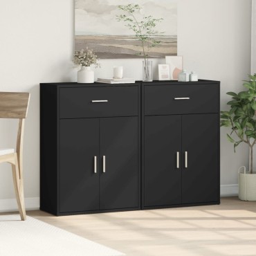 vidaXL Βοηθητικά Ντουλάπια 2 τεμ. Μαύρο 60x30x84cm Επεξεργ. Ξύλο